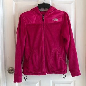 North Face Hot Pink Fuzzy Jacket with Hood